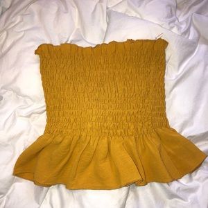 Yellow ruffled tube top